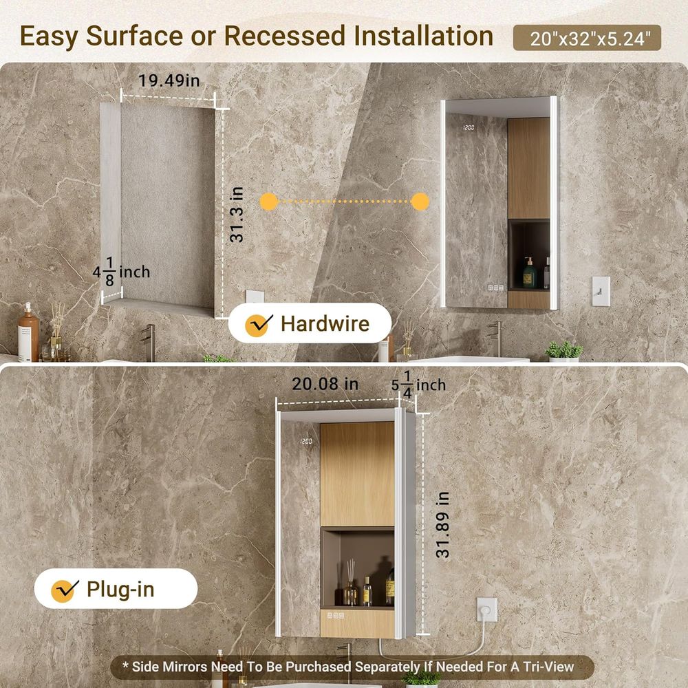 20x32 Lighted Medicine Cabinet - Smart Home Furniture 评论和价格