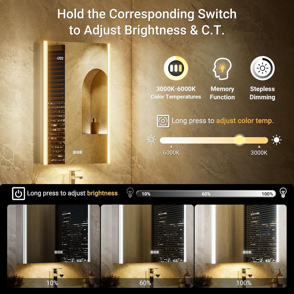 20x32 Lighted Medicine Cabinet - Smart Home Furniture 评论和价格