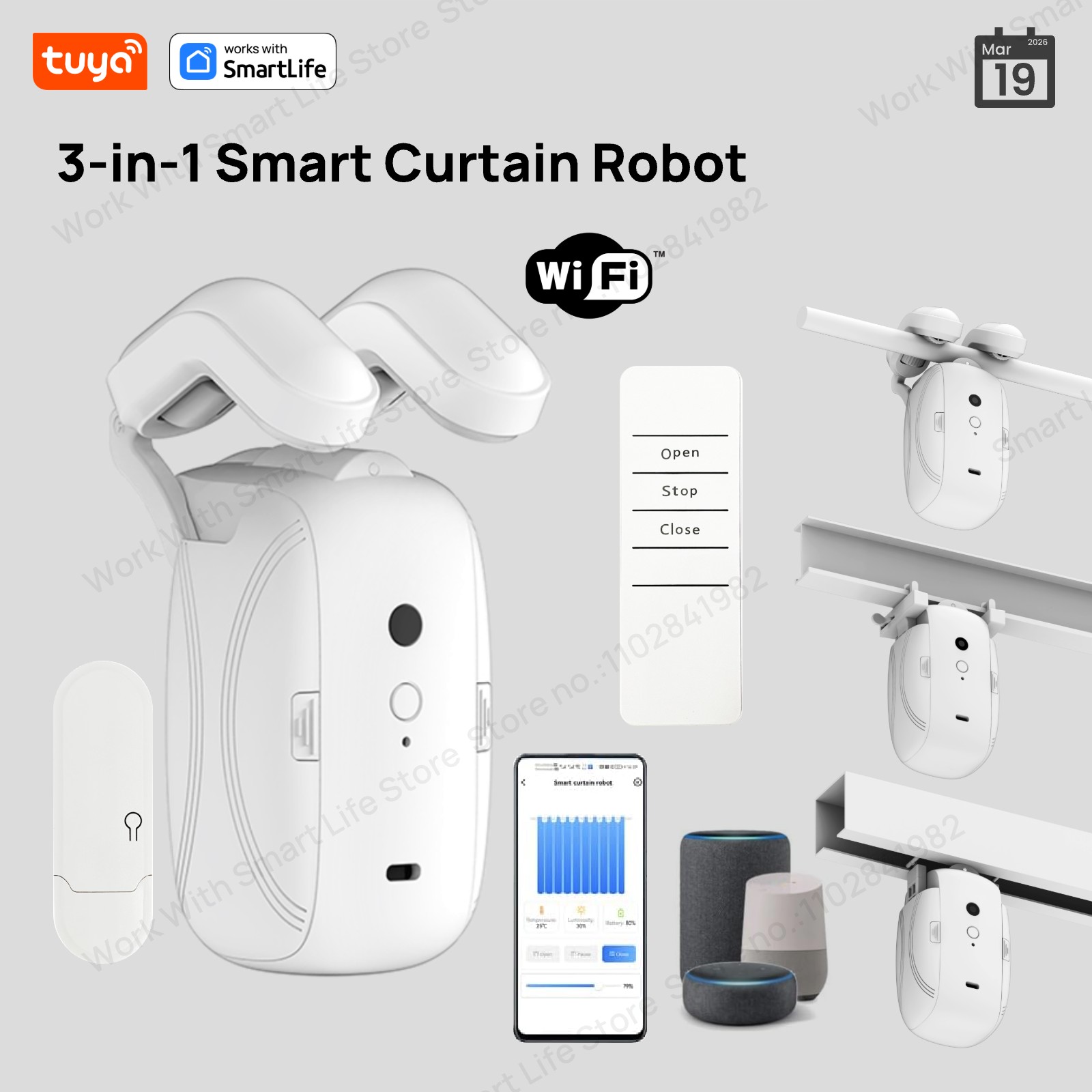 1/2PCS Tuya Smart WiFi Curtain - Smart Home Vimar 评论和价格