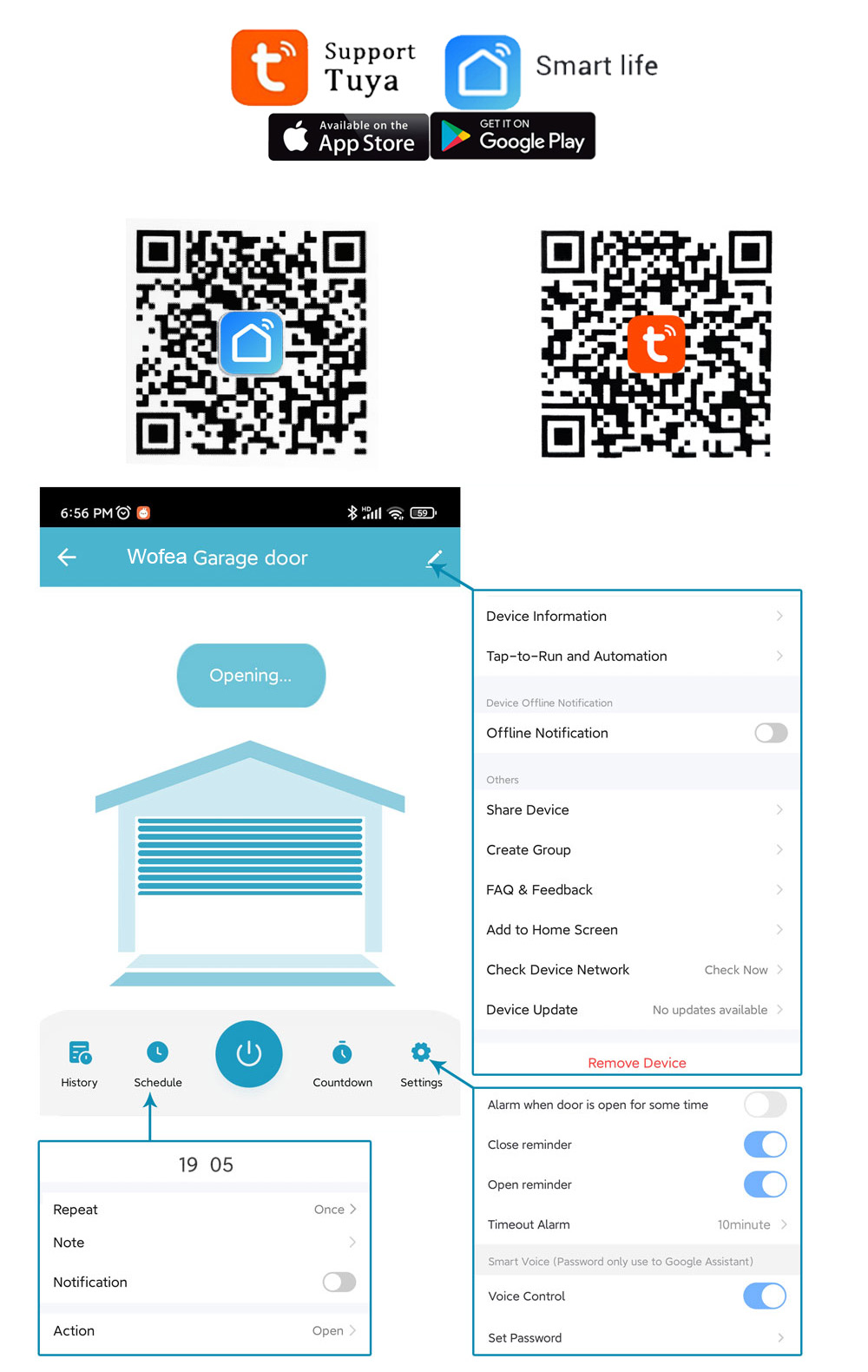 Wofea Tuya Smart WIFI 2.4G Gar - Smart Home Europe 评论和价格