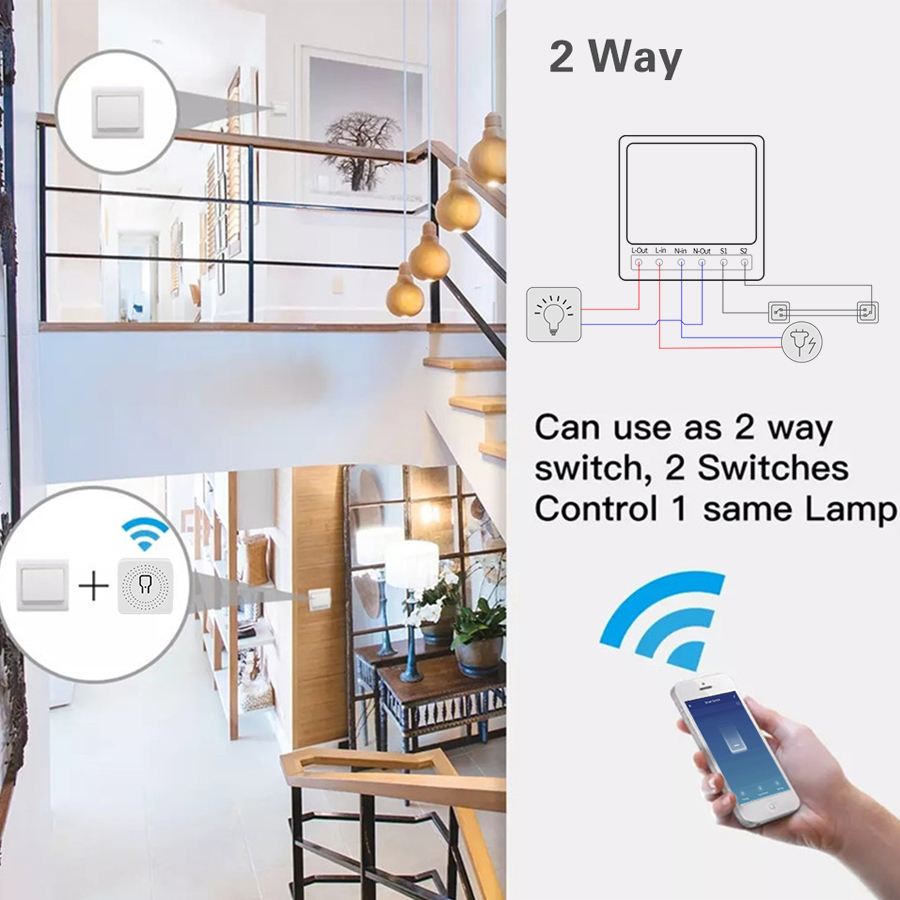 2 Way Mini DIY Smart Switch Tu - Smart Home Features 评论和价格