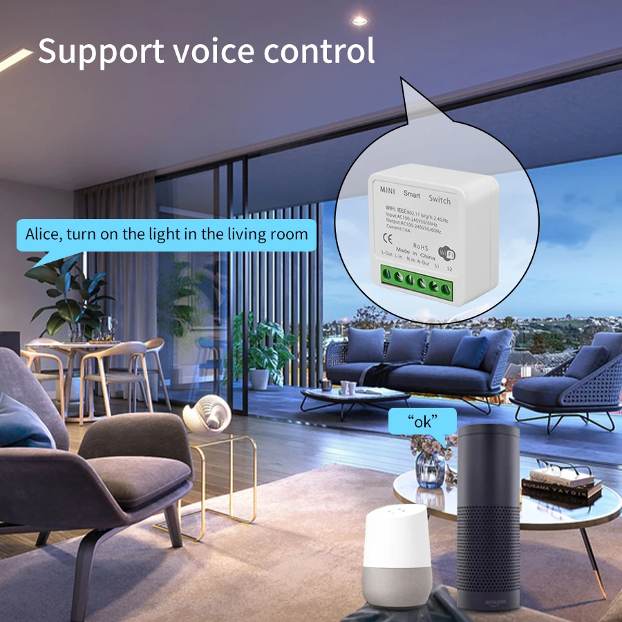 2 Way Mini DIY Smart Switch Tu - Smart Home Features 评论和价格